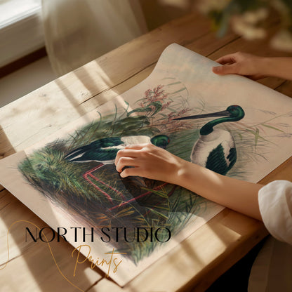 Premium Poster of Beautiful Stork Birds in Natural Habitat Artwork Posters