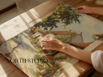 Premium Poster of Beautiful Street View of Countryside Village Posters