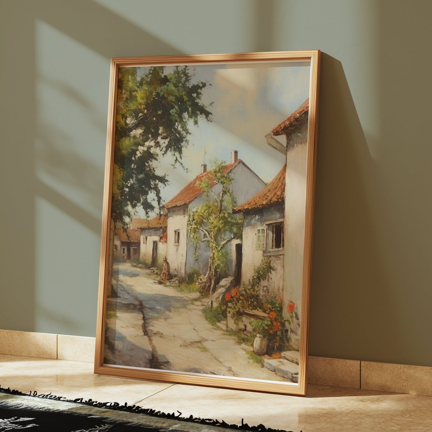 Premium Poster of Beautiful Street View of Countryside Village Posters