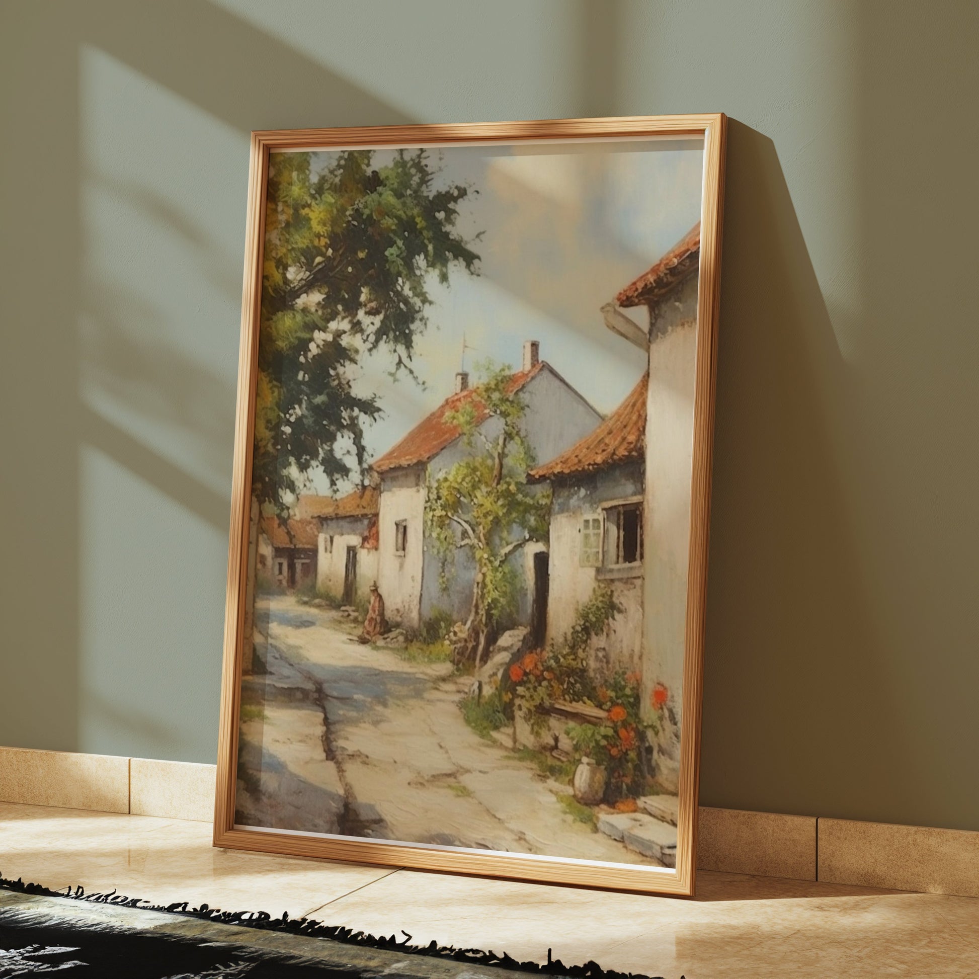 Premium Poster of Beautiful Street View of Countryside Village Posters