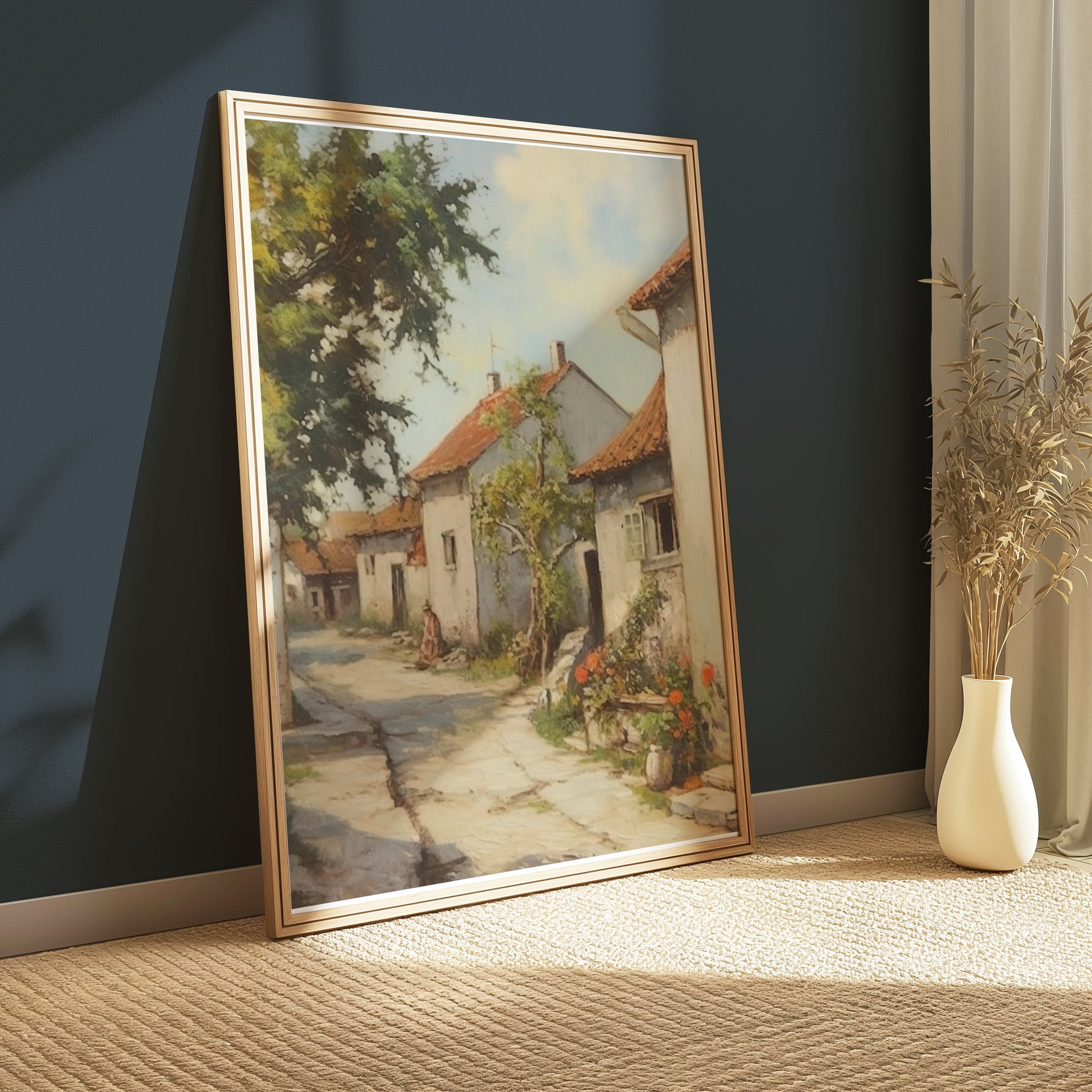 Premium Poster of Beautiful Street View of Countryside Village Posters