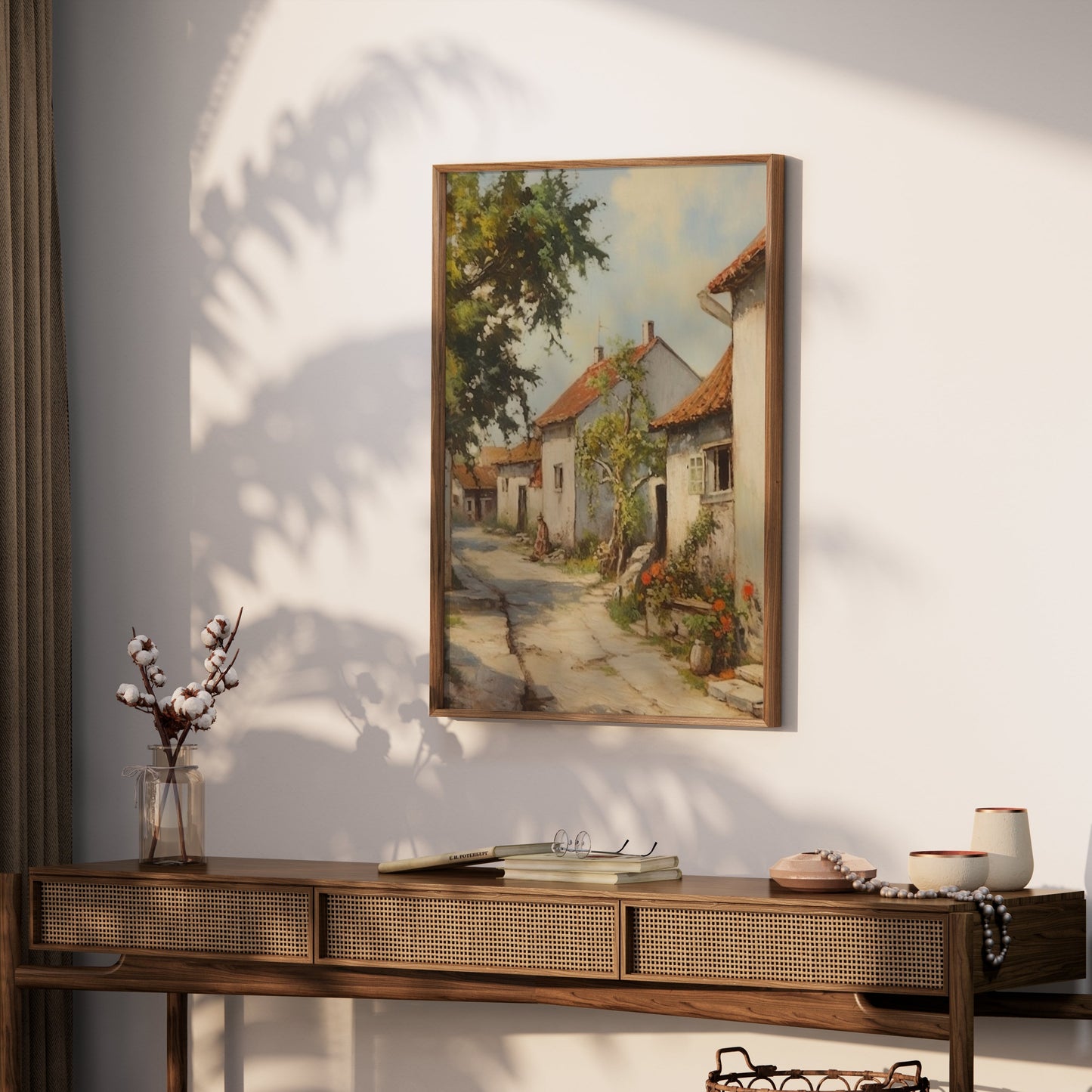 Premium Poster of Beautiful Street View of Countryside Village Posters
