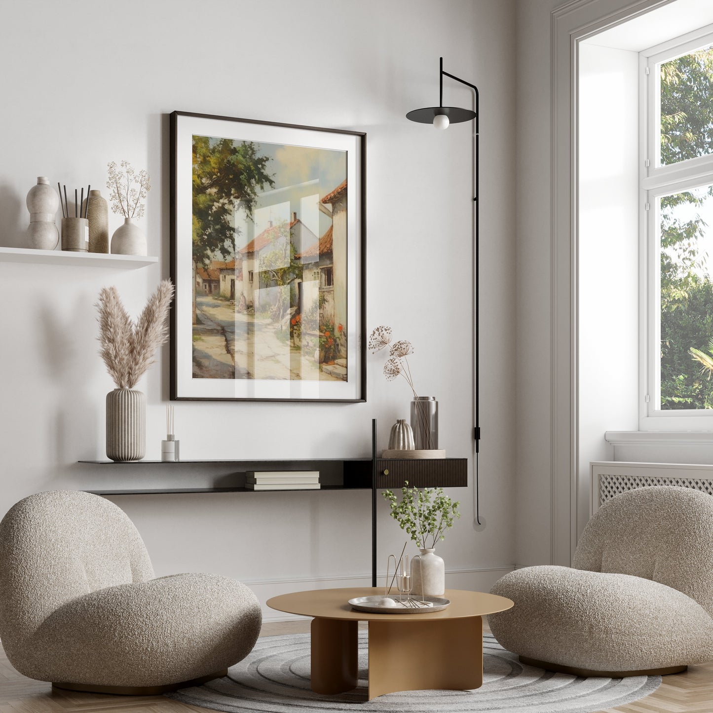 Premium Poster of Beautiful Street View of Countryside Village Posters