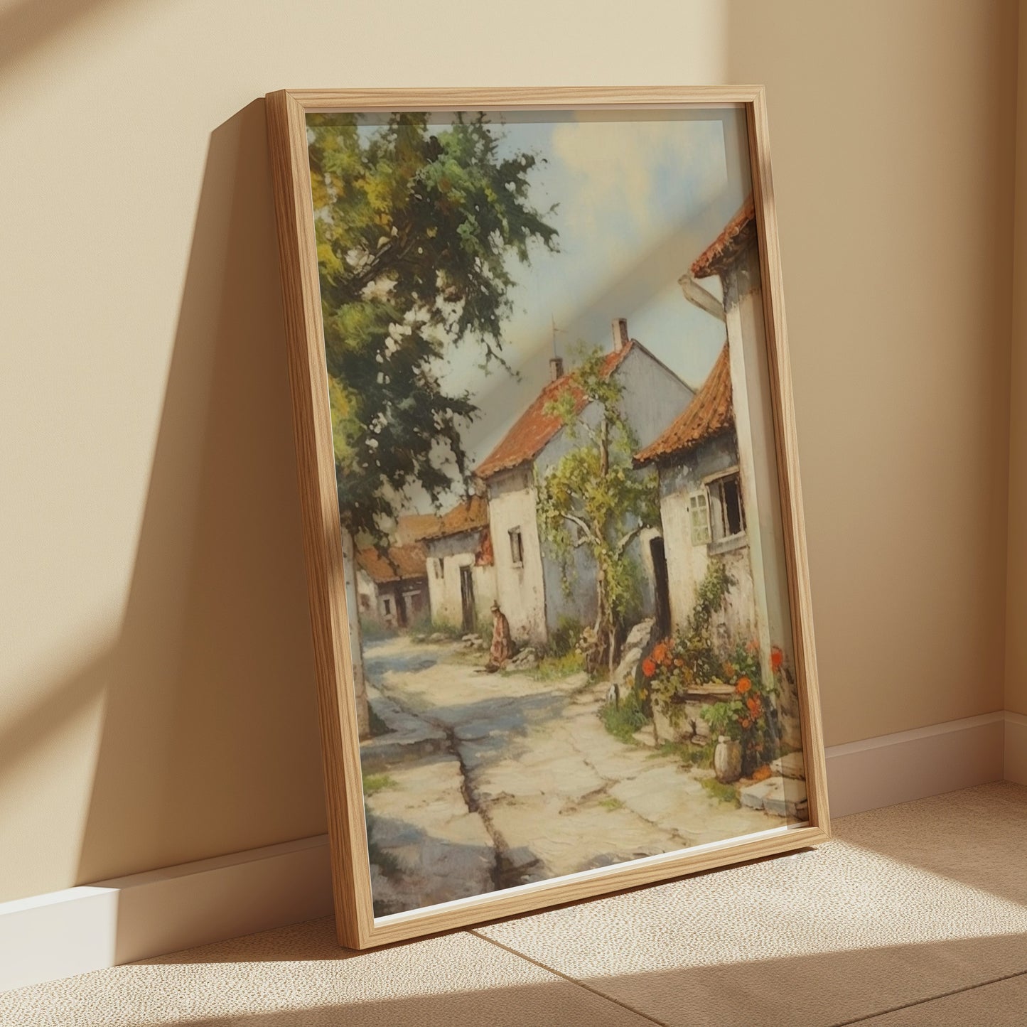 Premium Poster of Beautiful Street View of Countryside Village Posters