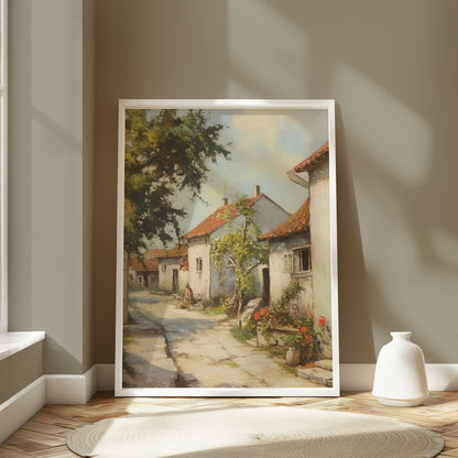 Premium Poster of Beautiful Street View of Countryside Village Posters