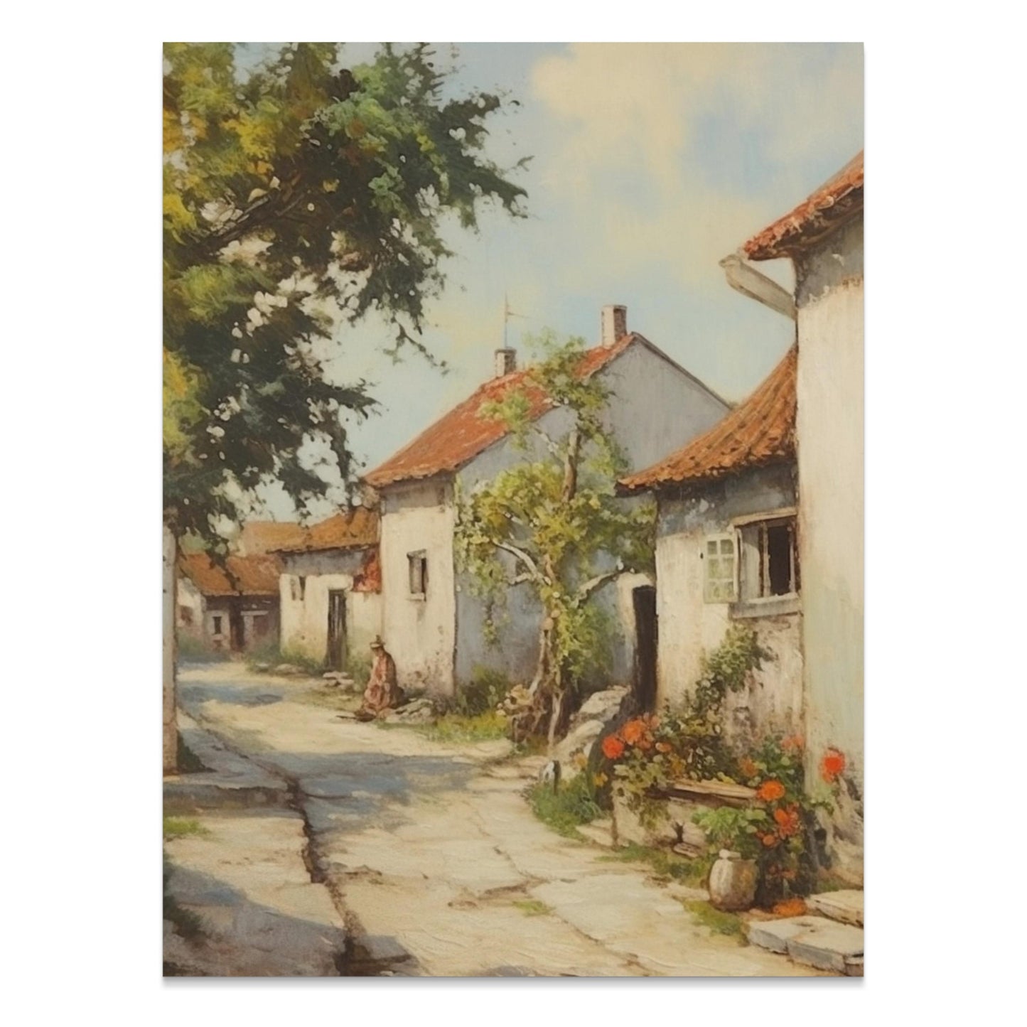 Premium Poster of Beautiful Street View of Countryside Village Posters