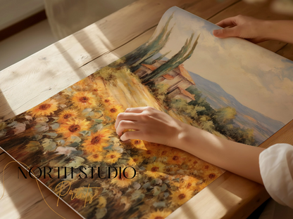 Premium Poster of Beautiful Sunflowers in Golden Field Art Print Posters