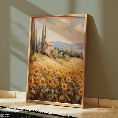 Premium Poster of Beautiful Sunflowers in Golden Field Art Print Posters