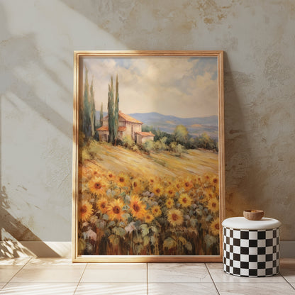 Premium Poster of Beautiful Sunflowers in Golden Field Art Print Posters