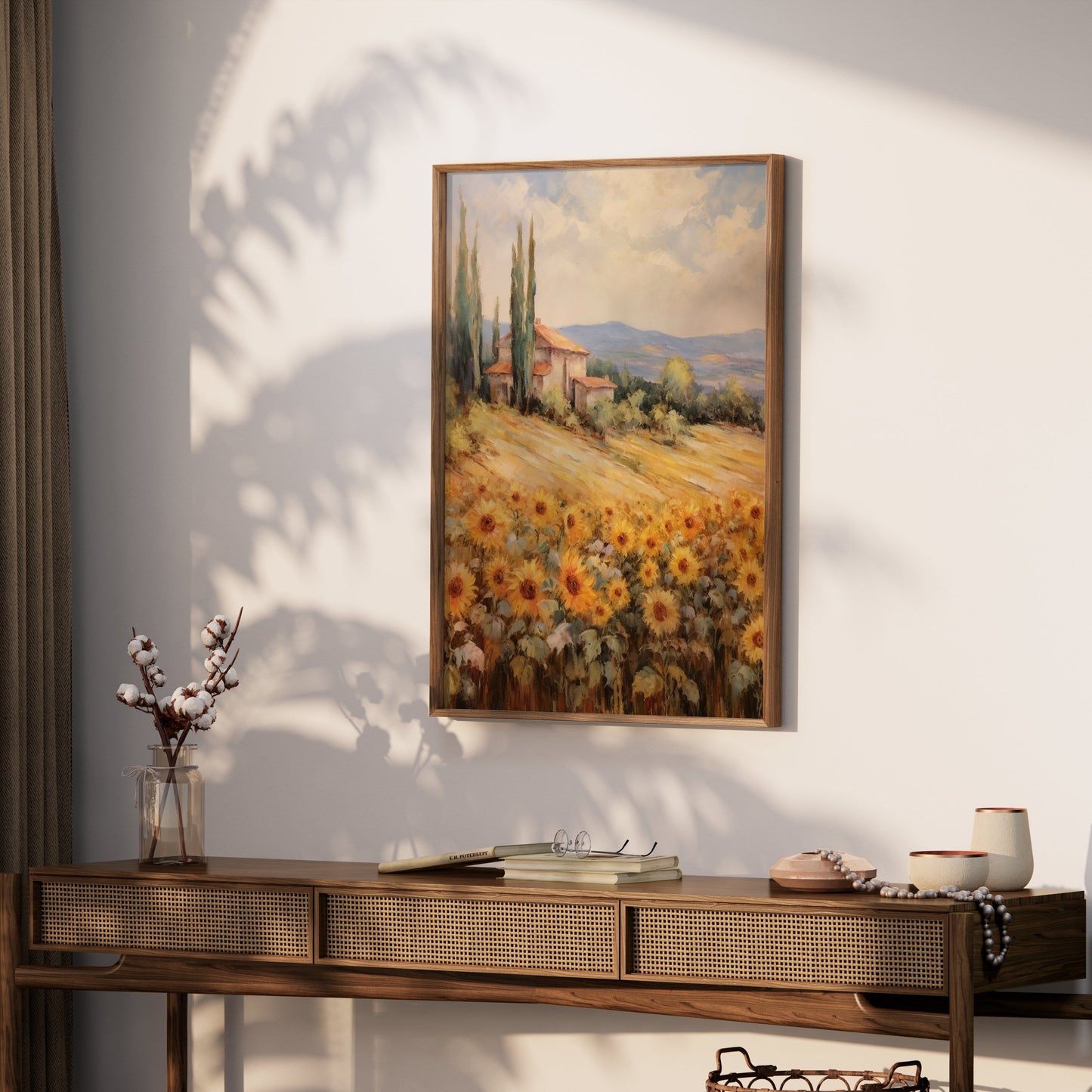 Premium Poster of Beautiful Sunflowers in Golden Field Art Print Posters