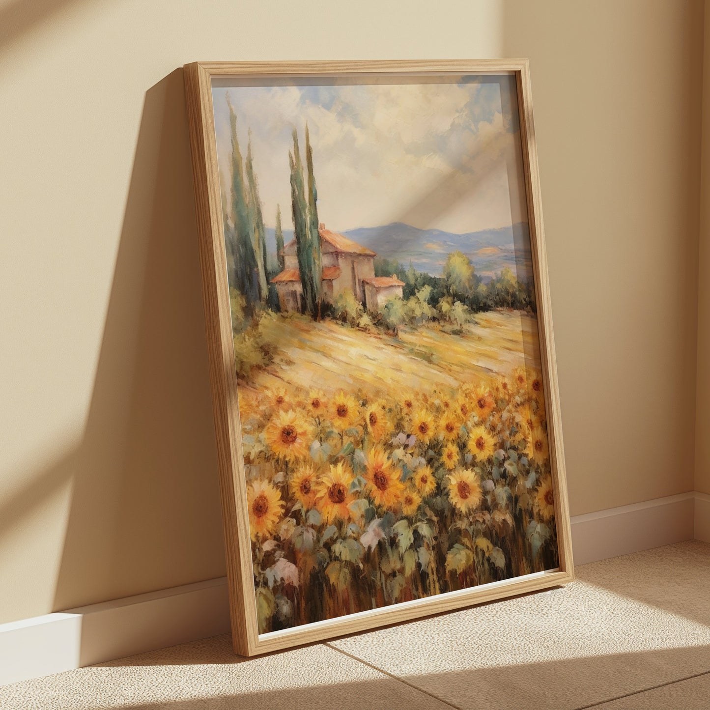 Premium Poster of Beautiful Sunflowers in Golden Field Art Print Posters