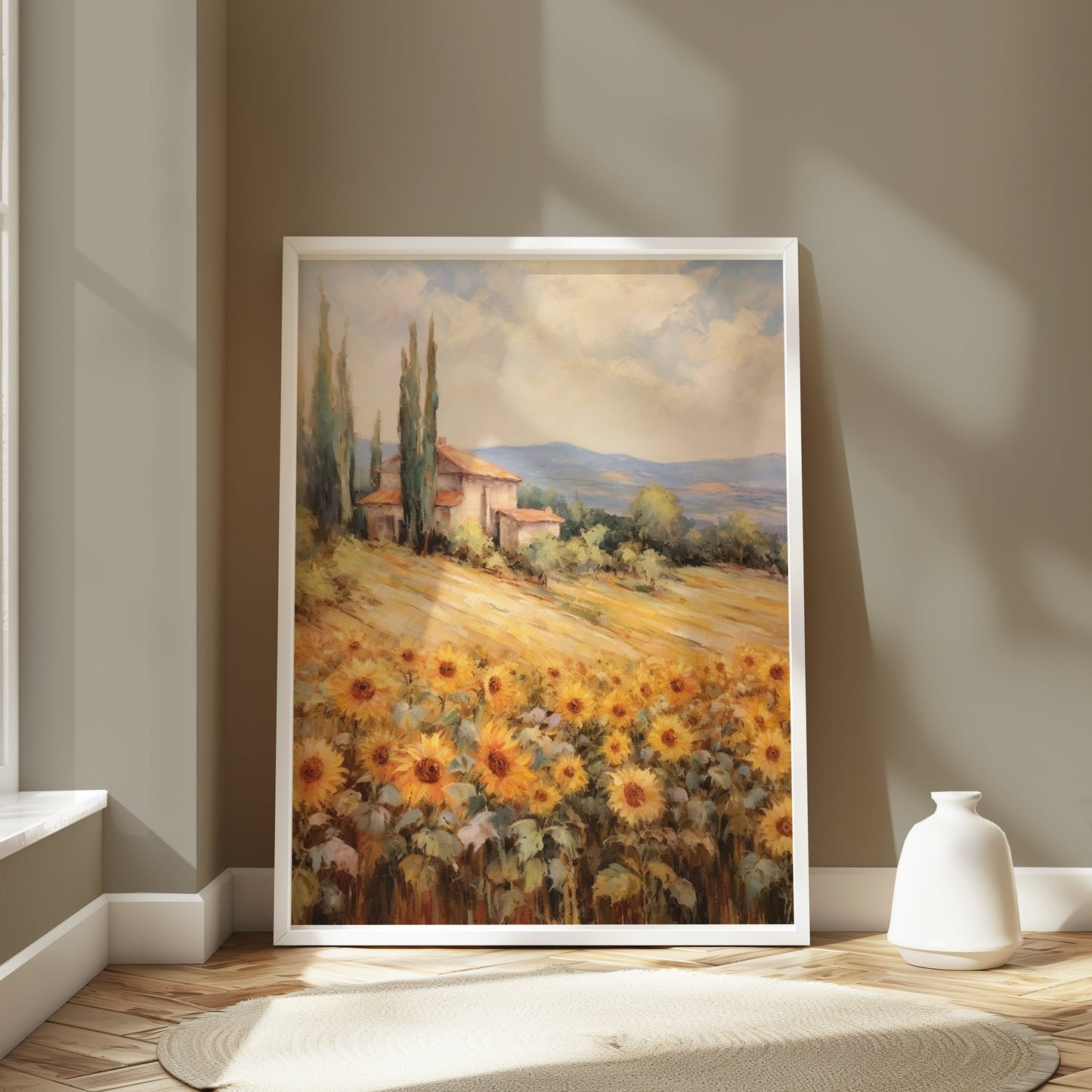 Premium Poster of Beautiful Sunflowers in Golden Field Art Print Posters
