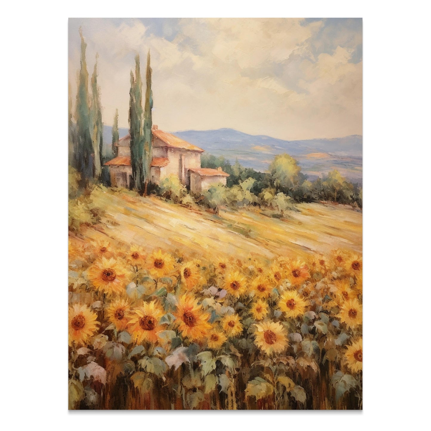 Premium Poster of Beautiful Sunflowers in Golden Field Art Print Posters