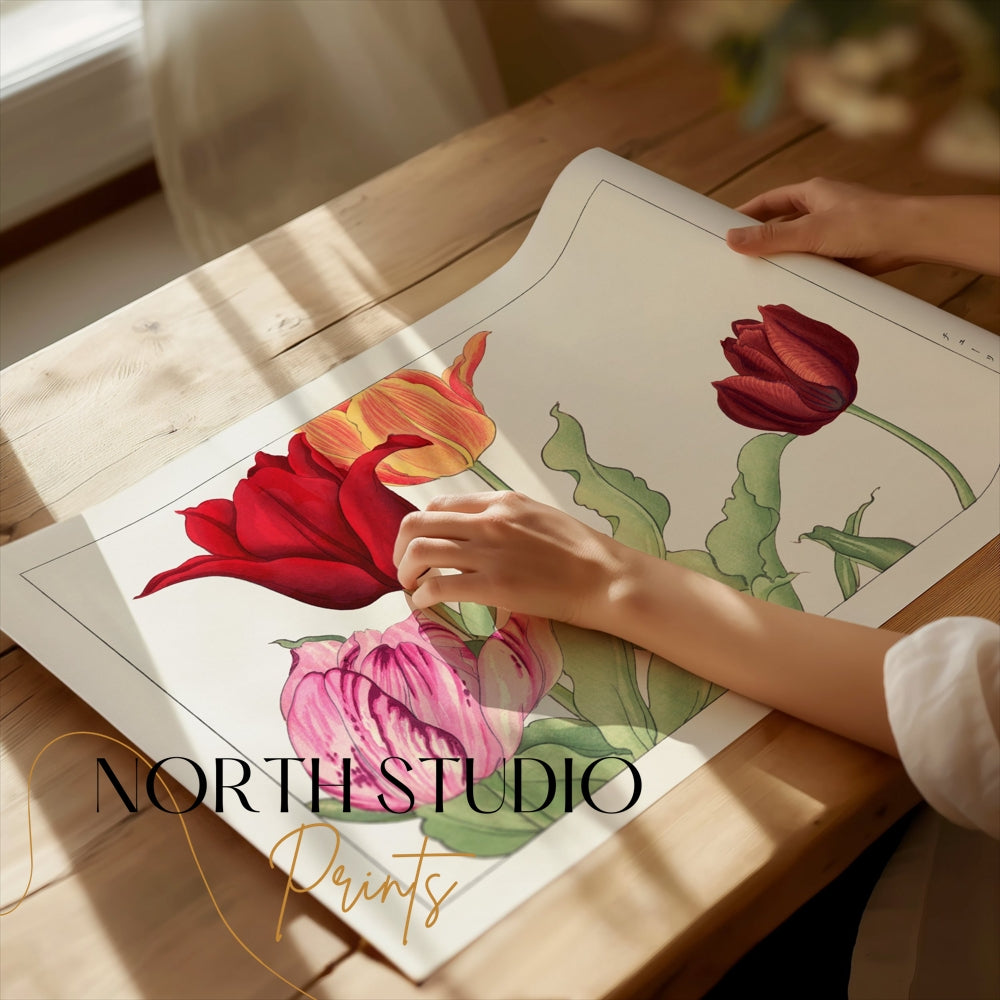 Premium Poster of Beautiful Traditional Japanese Floral Botanical Posters