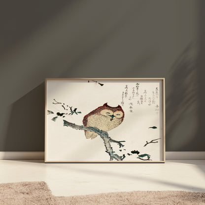Premium Poster of Beautiful Traditional Japanese Owl Artwork Posters