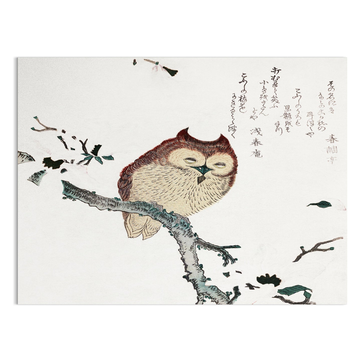 Premium Poster of Beautiful Traditional Japanese Owl Artwork Posters