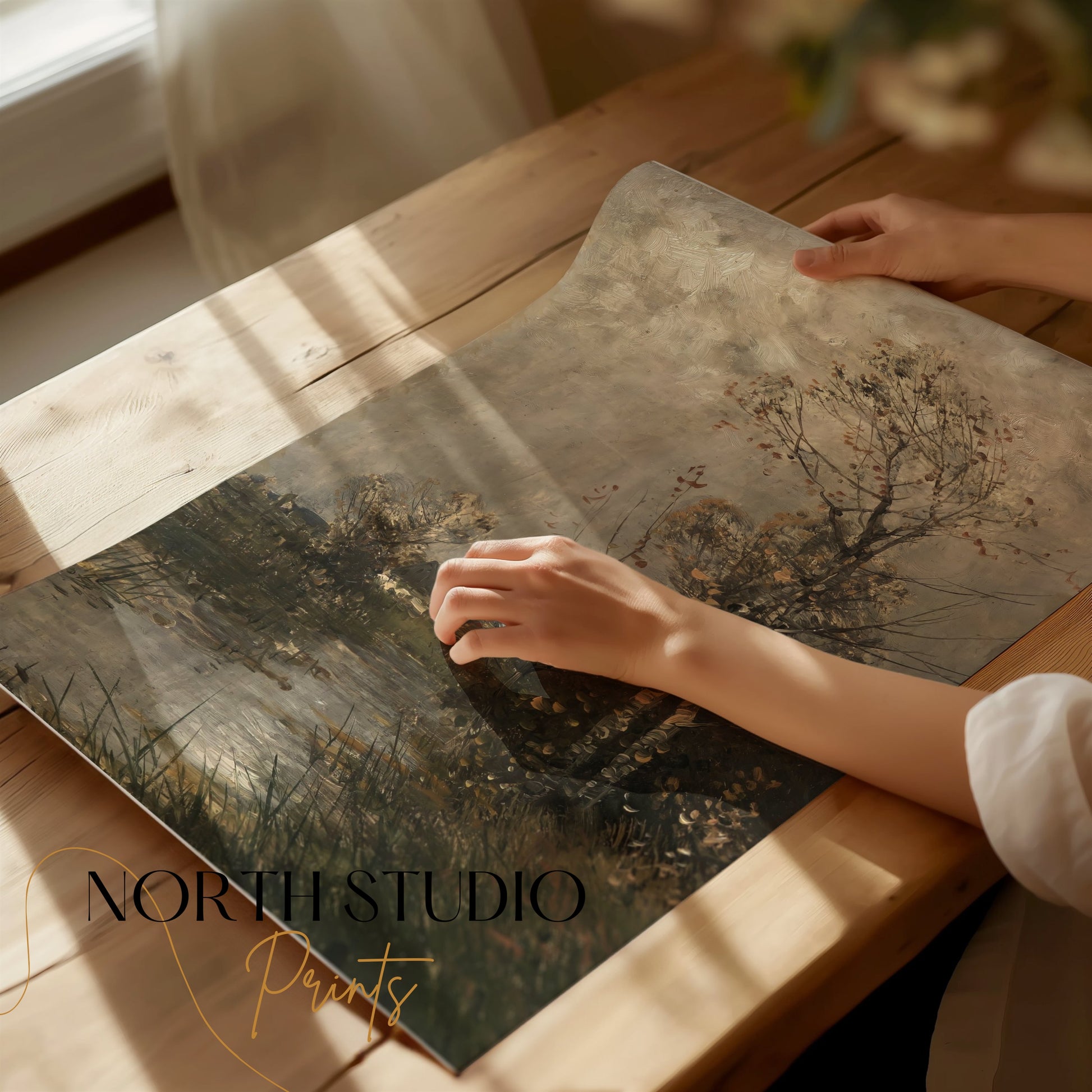 Premium Poster of Beautiful Tranquil Landscape Artwork with Trees Posters