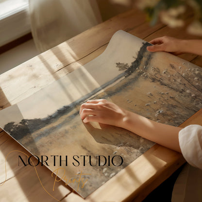 Premium Poster of Beautiful Tranquil Landscape with Flowers Art Posters