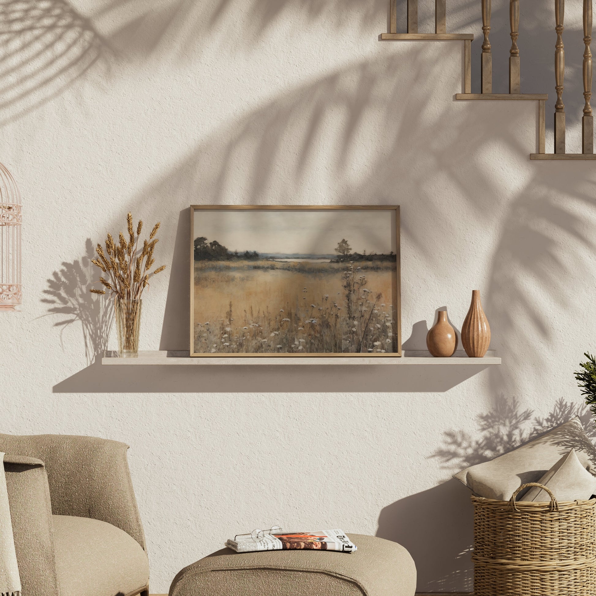 Premium Poster of Beautiful Tranquil Landscape with Flowers Art Posters