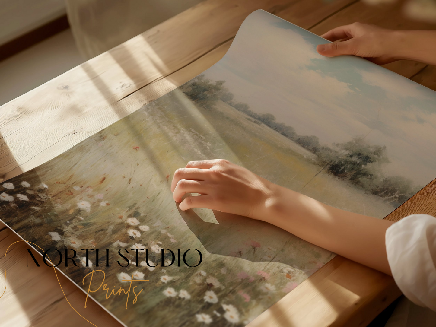Premium Poster of Beautiful Tranquil Meadow with Wildflowers Posters