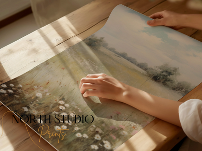 Premium Poster of Beautiful Tranquil Meadow with Wildflowers Posters
