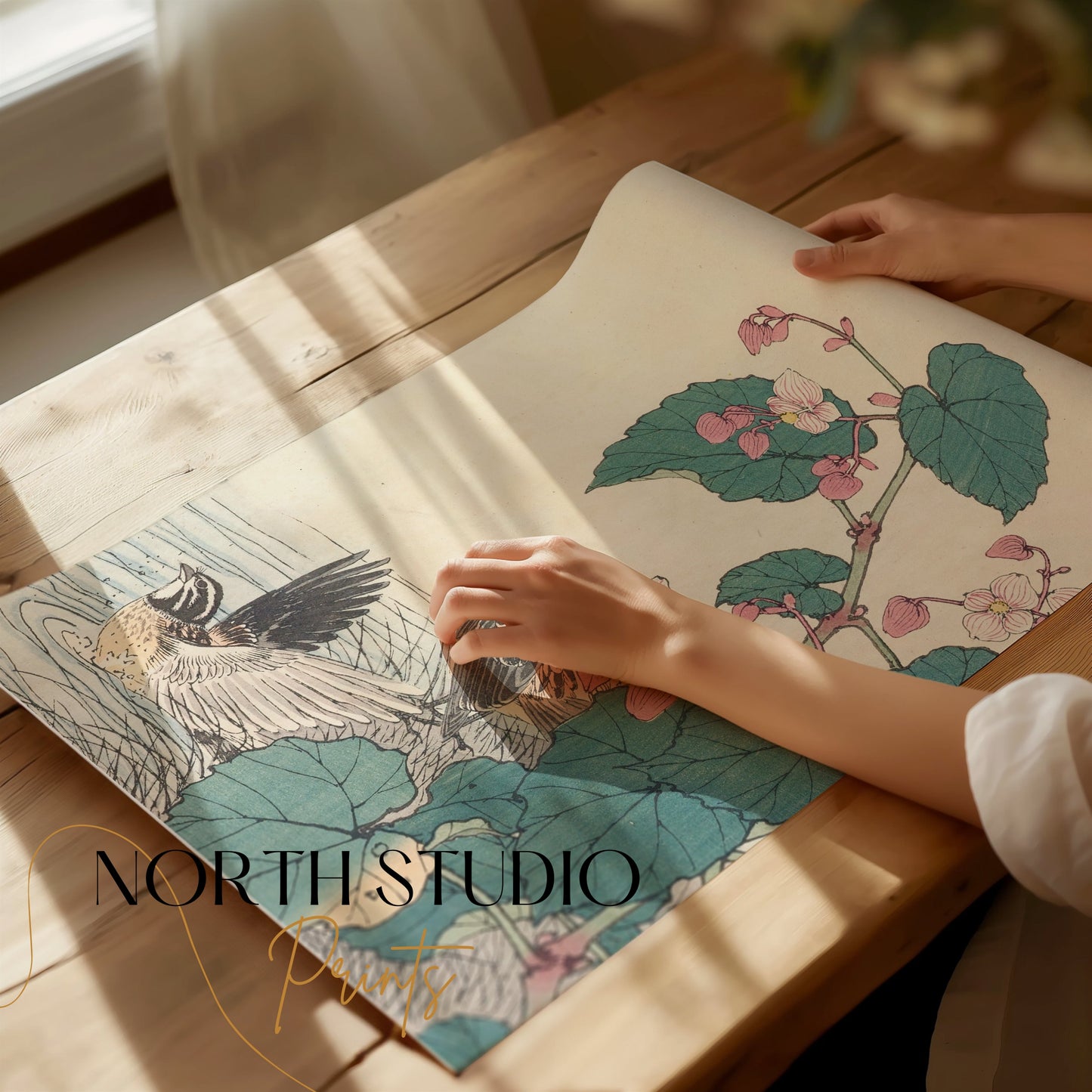 Premium Poster of Beautiful Vintage Birds and Flowers Art Posters
