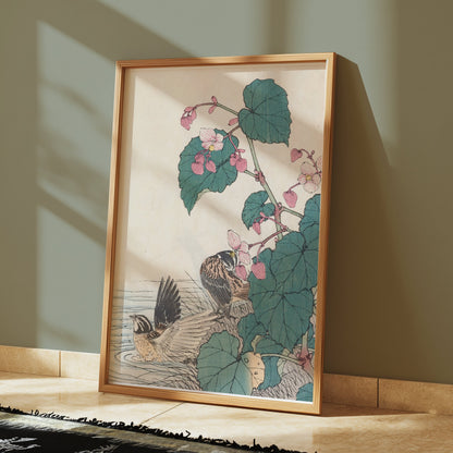 Premium Poster of Beautiful Vintage Birds and Flowers Art Posters