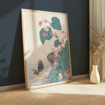 Premium Poster of Beautiful Vintage Birds and Flowers Art Posters