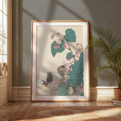 Premium Poster of Beautiful Vintage Birds and Flowers Art Posters