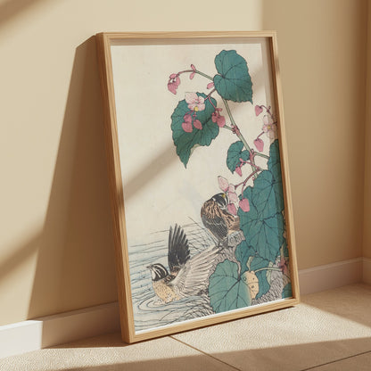 Premium Poster of Beautiful Vintage Birds and Flowers Art Posters