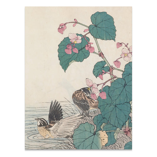 Premium Poster of Beautiful Vintage Birds and Flowers Art Posters