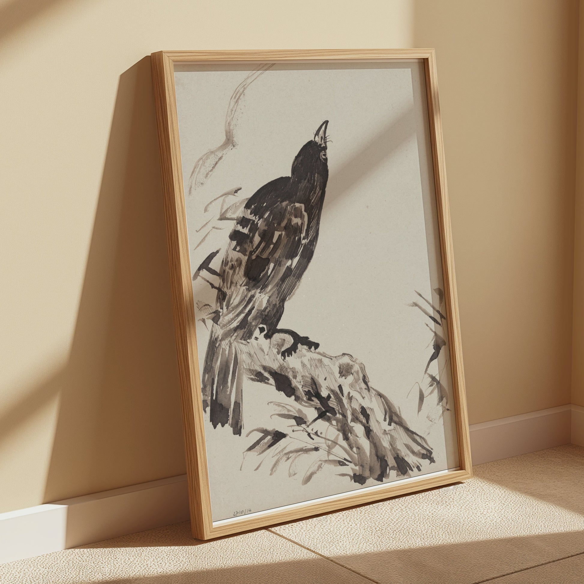 Premium Poster of Beautiful Vintage Blackbird on Branch Art Posters