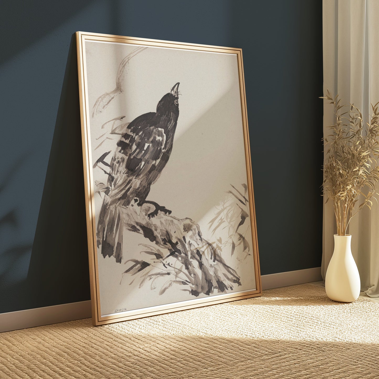 Premium Poster of Beautiful Vintage Blackbird on Branch Art Posters