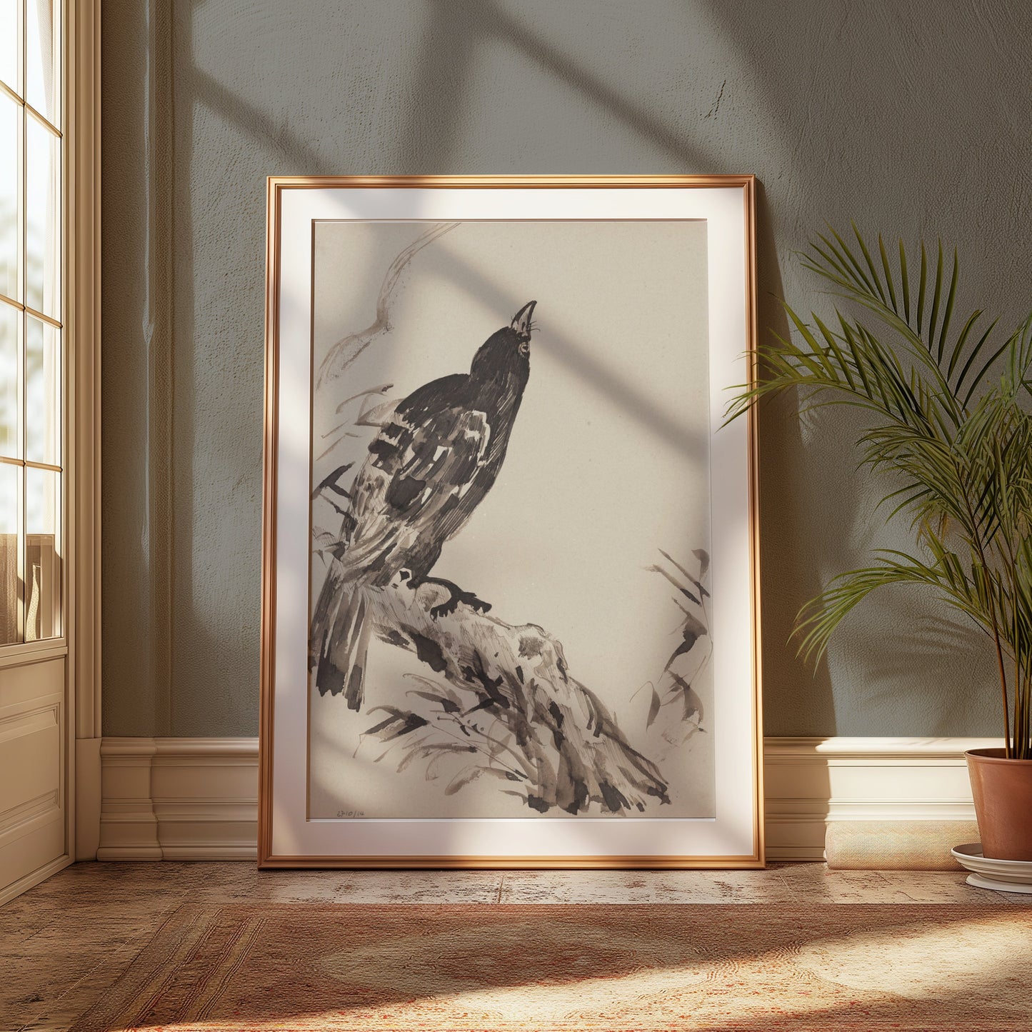 Premium Poster of Beautiful Vintage Blackbird on Branch Art Posters