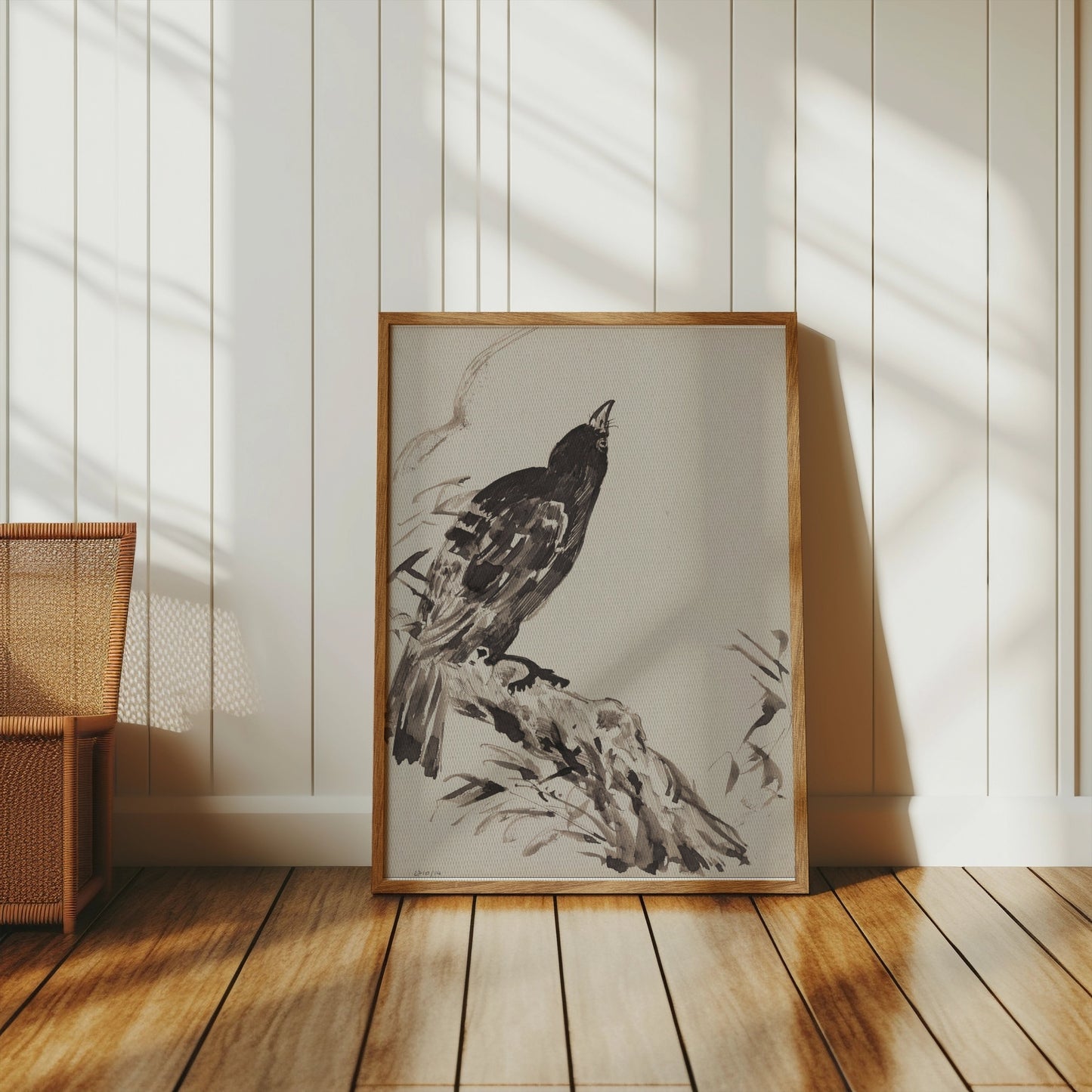 Premium Poster of Beautiful Vintage Blackbird on Branch Art Posters
