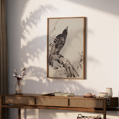 Premium Poster of Beautiful Vintage Blackbird on Branch Art Posters