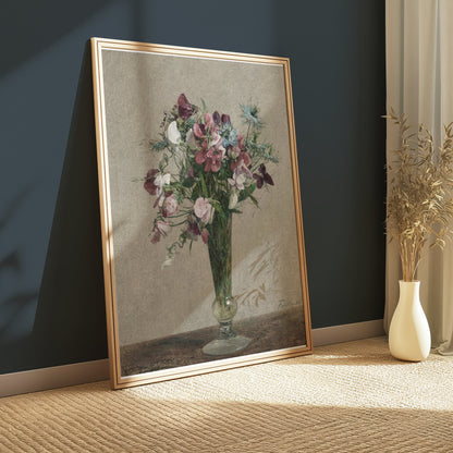 Premium Poster of Beautiful Vintage Bouquet Floral Art Print Posters