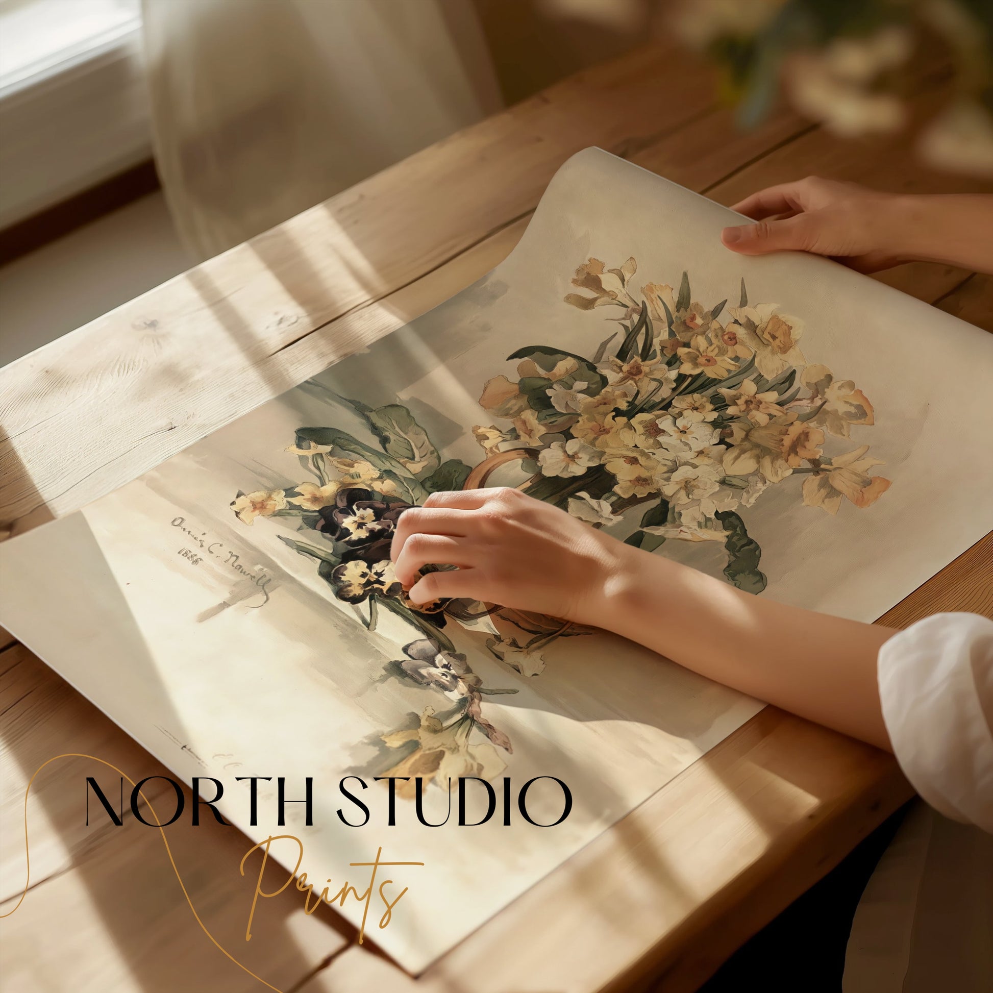 Premium Poster of Beautiful Vintage Flowers in Vase Art Print Posters