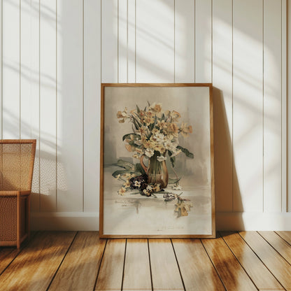 Premium Poster of Beautiful Vintage Flowers in Vase Art Print Posters