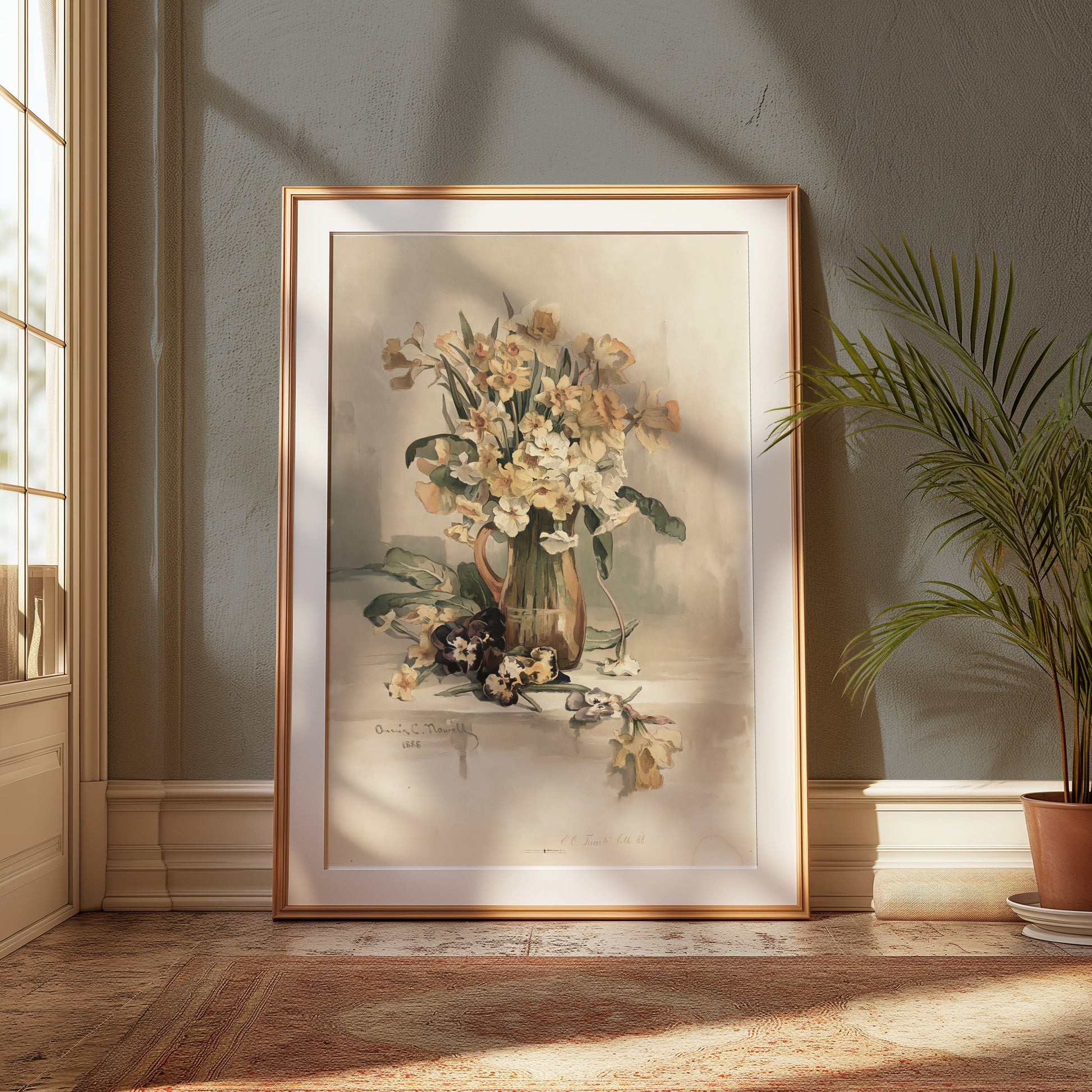 Premium Poster of Beautiful Vintage Flowers in Vase Art Print Posters