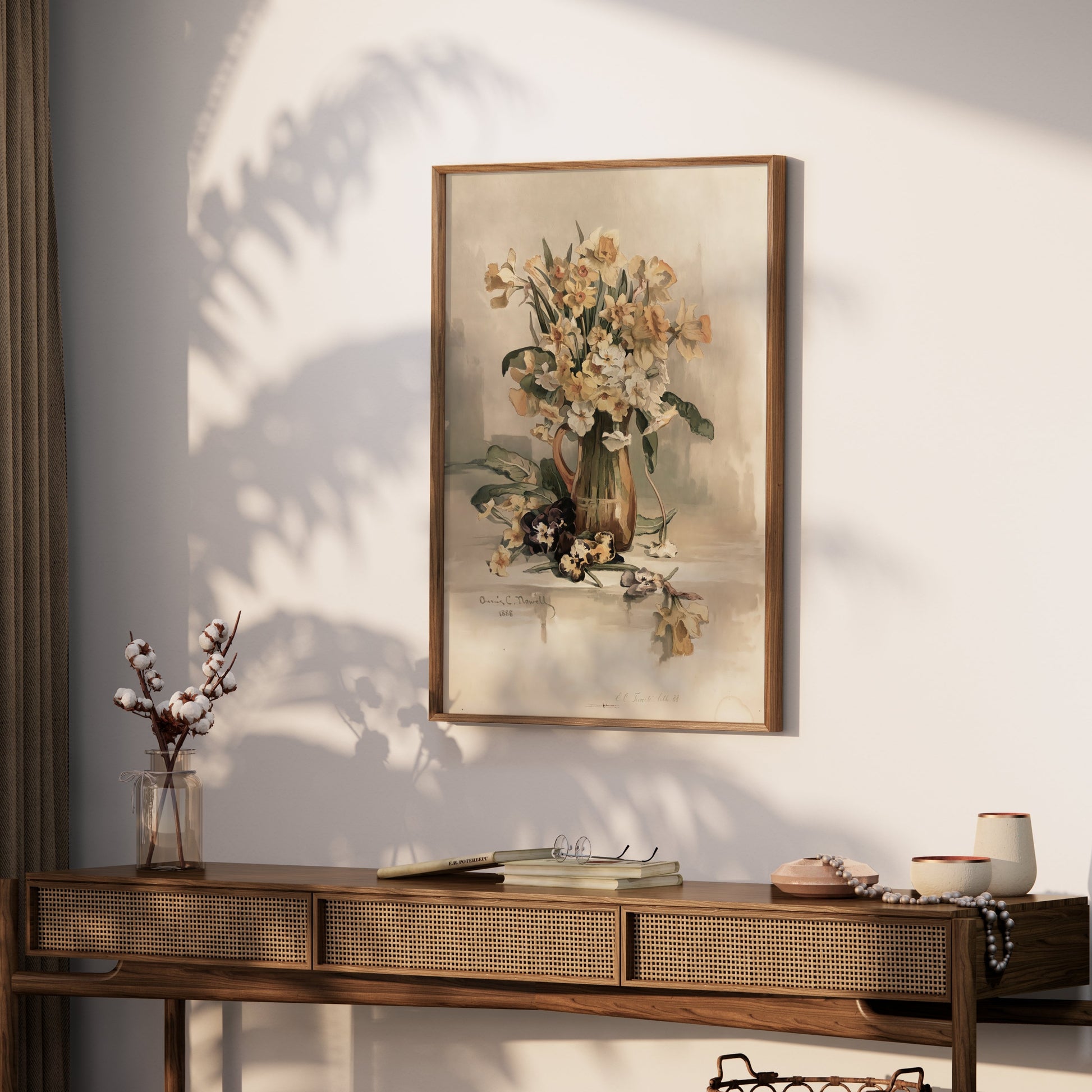 Premium Poster of Beautiful Vintage Flowers in Vase Art Print Posters