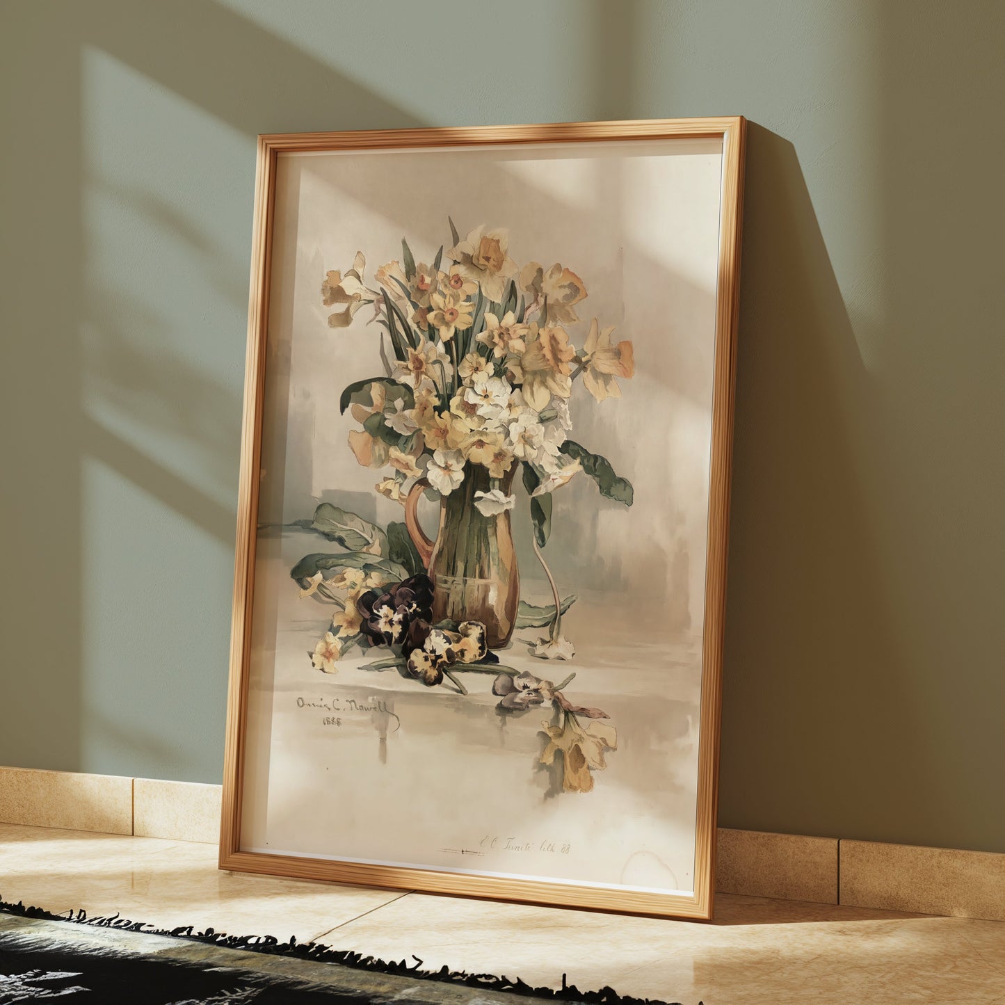 Premium Poster of Beautiful Vintage Flowers in Vase Art Print Posters