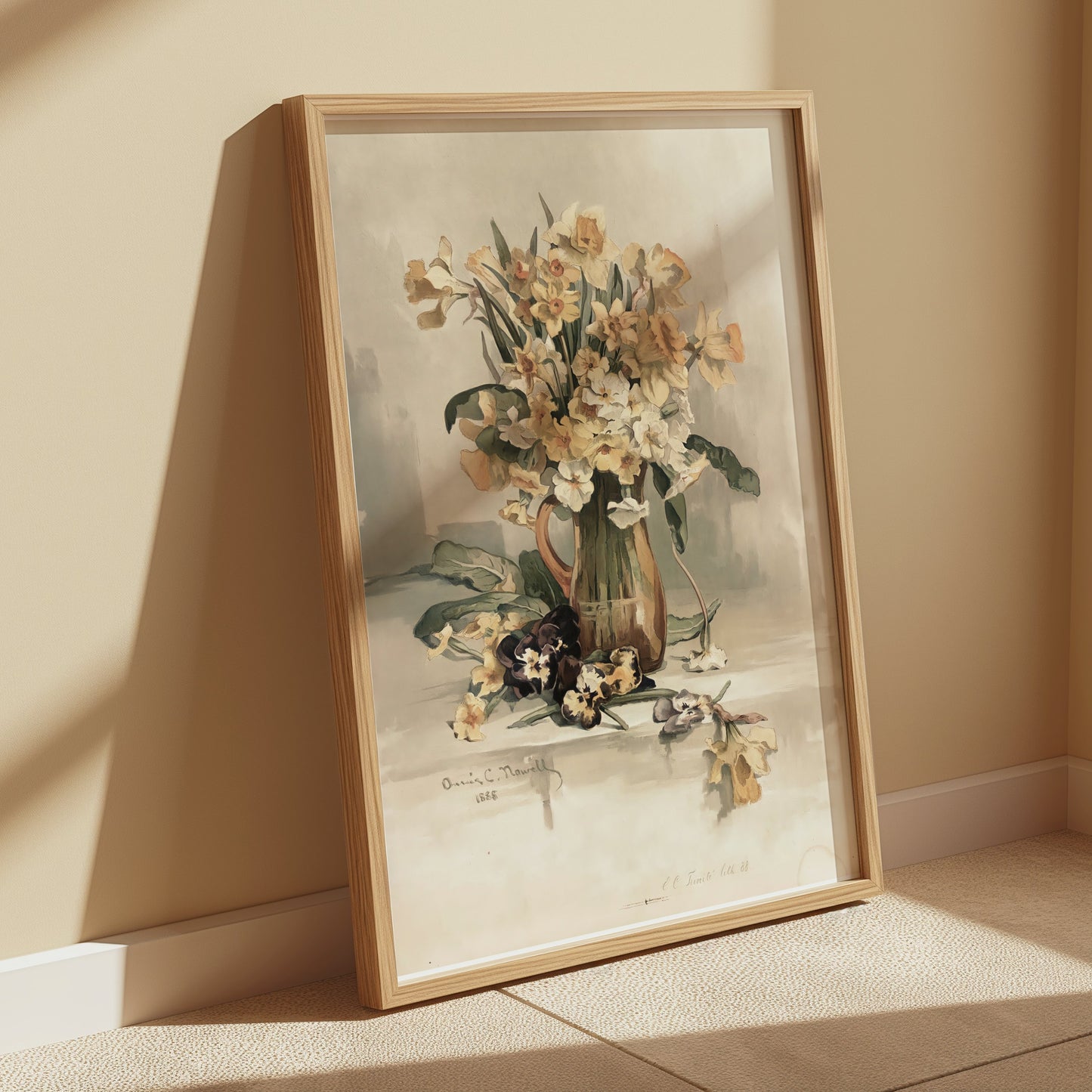 Premium Poster of Beautiful Vintage Flowers in Vase Art Print Posters