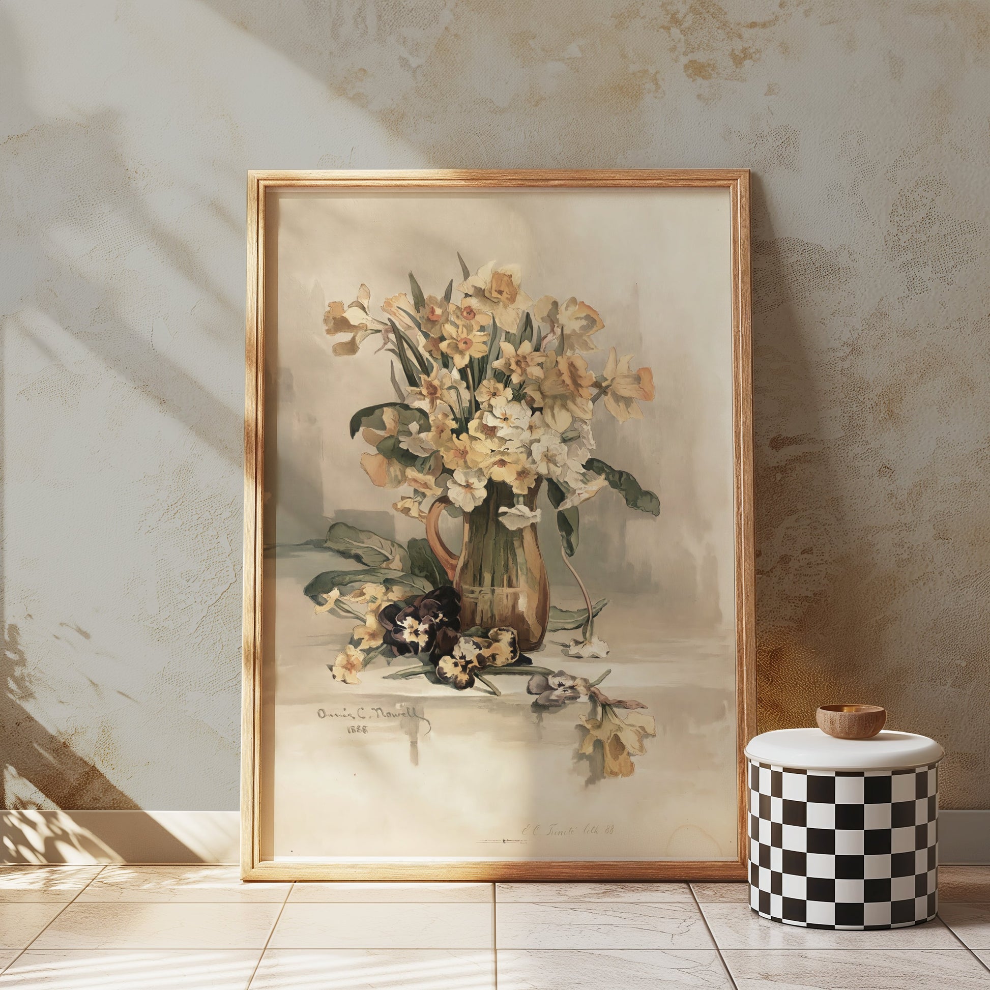 Premium Poster of Beautiful Vintage Flowers in Vase Art Print Posters