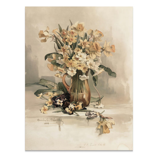 Premium Poster of Beautiful Vintage Flowers in Vase Art Print Posters