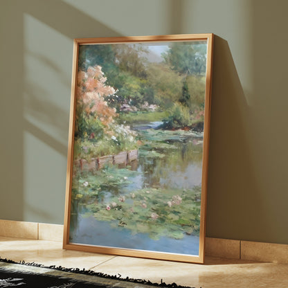 Premium Poster of Beautiful Water Lily Pond Art Canvas Wall Posters