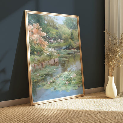 Premium Poster of Beautiful Water Lily Pond Art Canvas Wall Posters