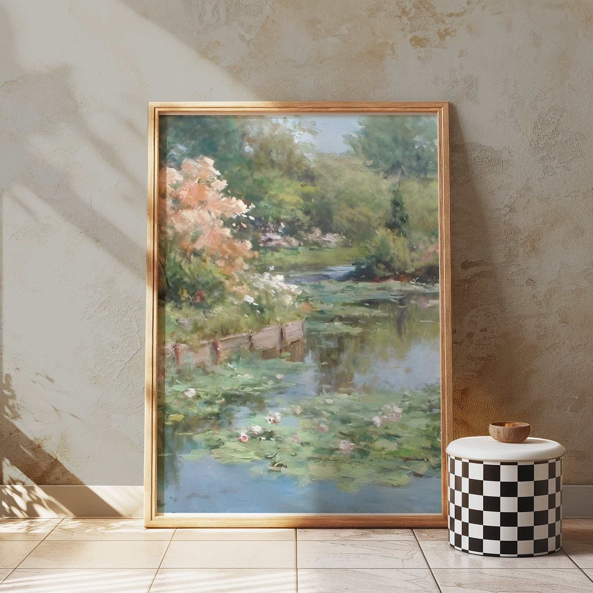 Premium Poster of Beautiful Water Lily Pond Art Canvas Wall Posters