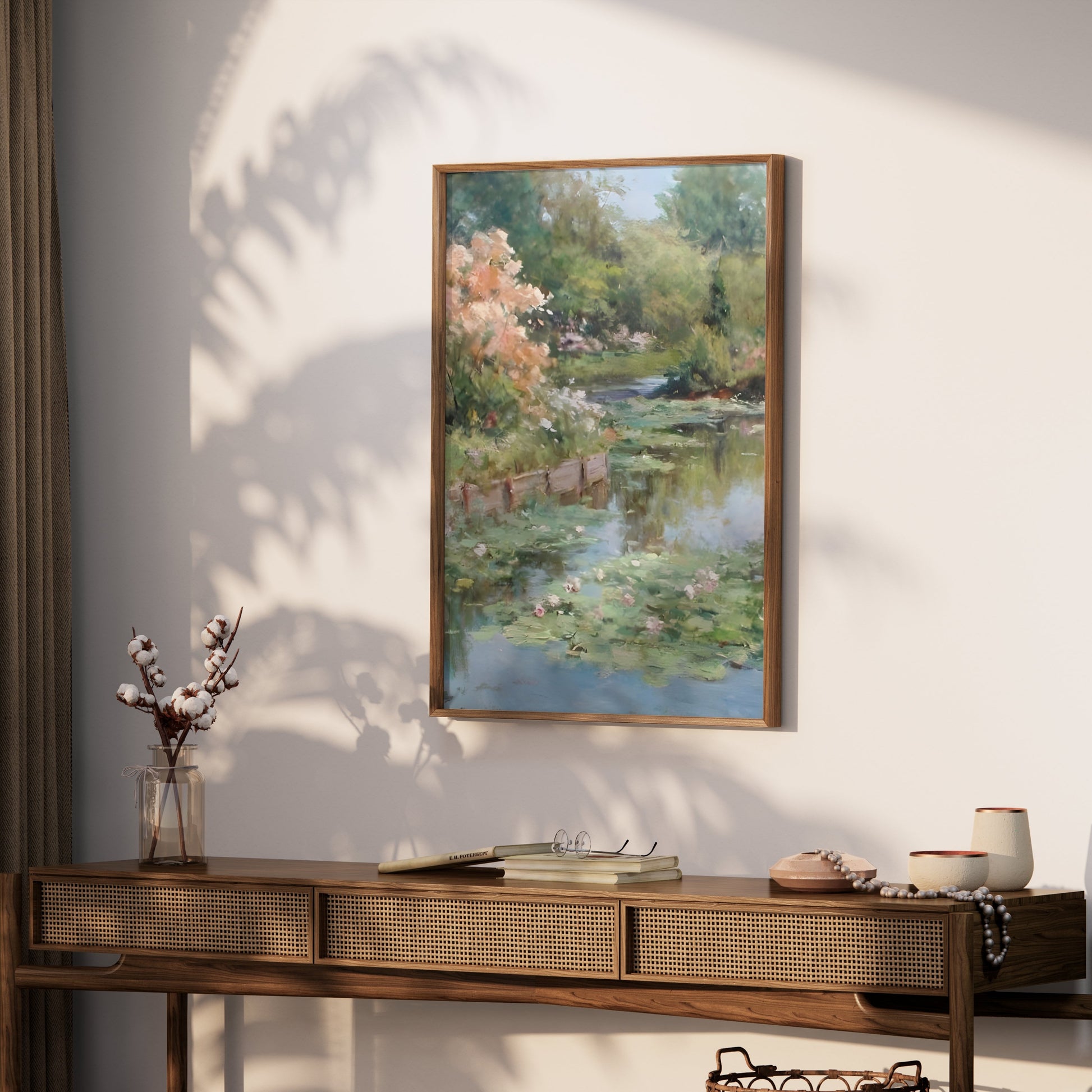 Premium Poster of Beautiful Water Lily Pond Art Canvas Wall Posters
