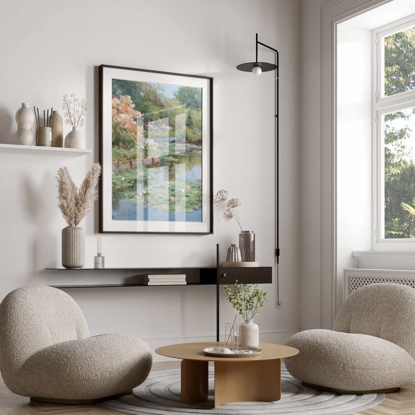 Premium Poster of Beautiful Water Lily Pond Art Canvas Wall Posters